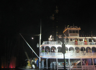 Steamboat Willie pilots the Mark Twain in the finale of the Fantasmic!