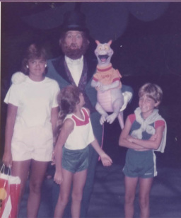 Dreamfinder and Figment at Walt Disey World (1984)<br> Cousin Kelly, Sis and me